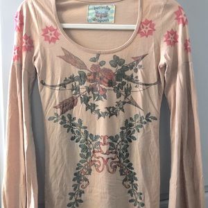 Butterfly Dropout Long Sleeve Top